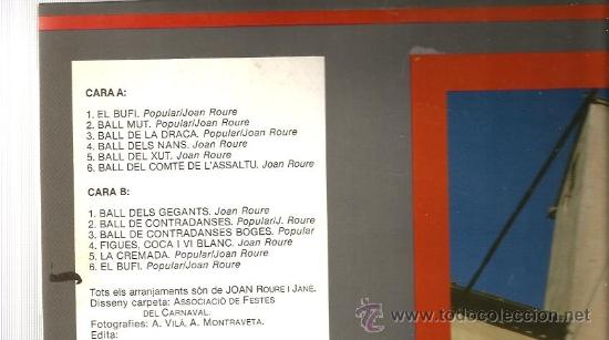 Discos de vinilo: LP COBLA LA PRINCIPAL DE LA BISBAL : CARNAVAL DE SOLSONA - Foto 2