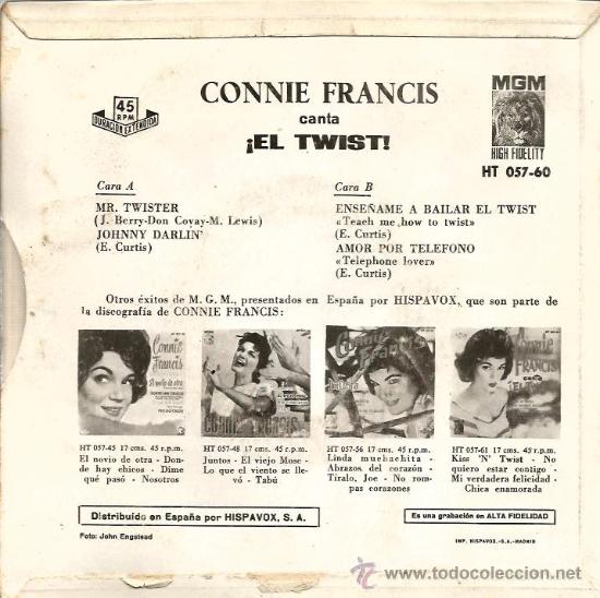 Discos de vinilo: EP CONNIE FRANCIS :  EL TWIST - Foto 2