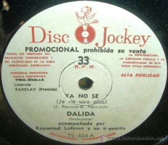 Discos de vinilo: Siete sencillos argentinos de Dalida - Foto 4