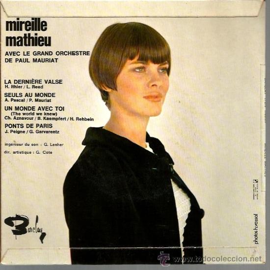 Discos de vinilo: EP MIREILLE MATHIEU : LE DERNIERE VALSE + 3 - Foto 2
