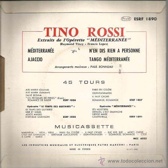 Discos de vinilo: EP TINO ROSSI : MEDITERRANEE - Foto 2