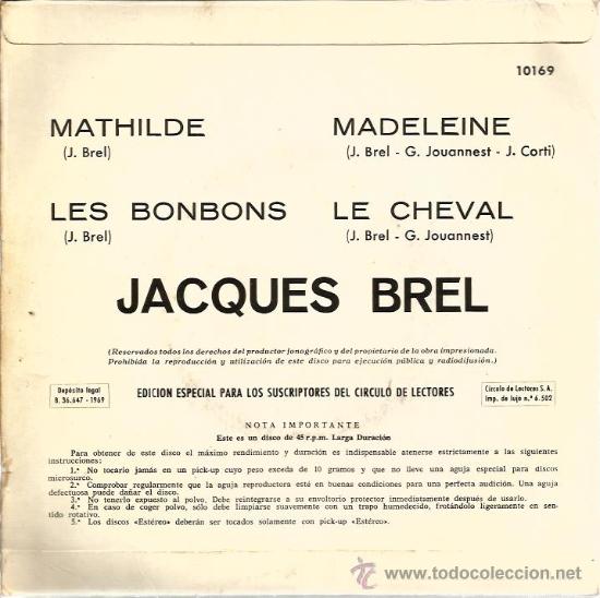 Discos de vinilo: EP JACQUES BREL : MATHILDE - Foto 2