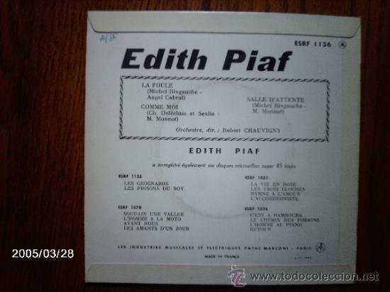 Discos de vinilo: edith piaf  -  la foule  +  2 - Foto 2