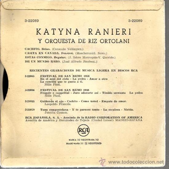 Discos de vinilo: EP KATYNA RANIERI : CACHITO - Foto 2