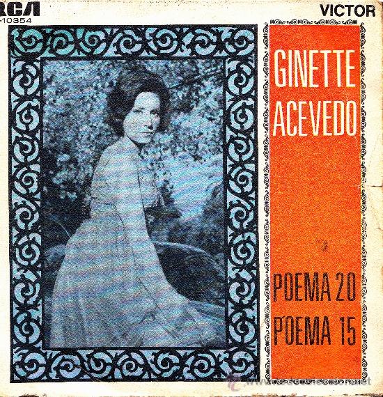 Disques de vinyle: GINETTE ACEVEDO-POEMA 20 + POEMA 15 SINGLE VINILO 1968 SPAIN