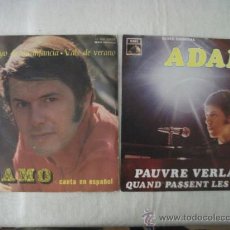Discos de vinilo: LOTE DE 2 SINGLES DE ADAMO, PAUVRE VERLAINE + 1 (PROMO), Y ARROYO DE MI INFANCIA + 1, VER FOTOS