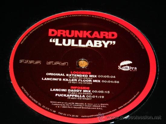 Discos de vinilo: DRUNKARD LULLABY  SOMBRA RECORDS MAXI SINGLE DISCO DANCE TECHNO  V2 - Foto 1