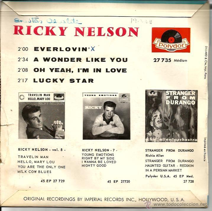 Discos de vinilo: EP RICKY NELSON : EVERLOVIN + 3 - Foto 2