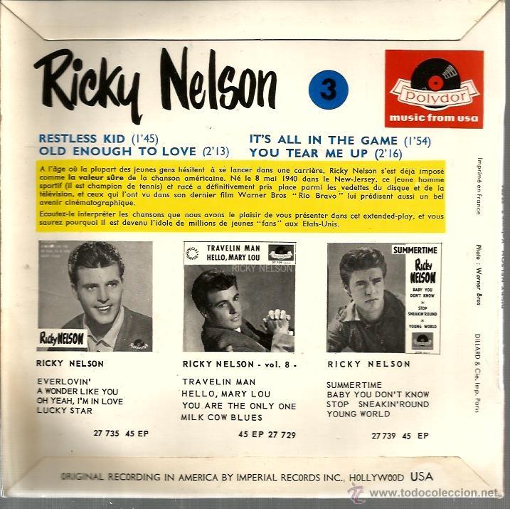 Discos de vinilo: EP RICKY NELSON : REDLESS KID + 3 - Foto 2