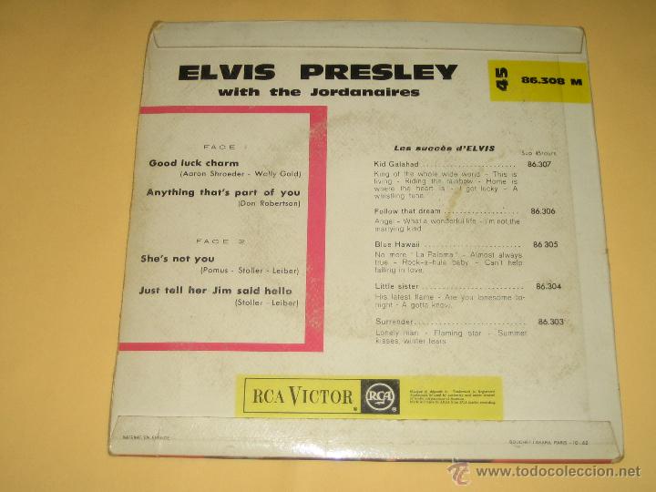 Discos de vinilo: ELVIS PRESLEY - PRIMERA ED. FRANCESA 1962 - Foto 2