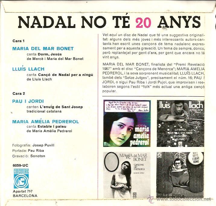 Discos de vinilo: EP MARIA DEL MAR BONET + LLUIS LLACH + PAU I JORDI ( PAU RIBA ) + MARIA AMELIA PEDREROL - Foto 2 - 39674812