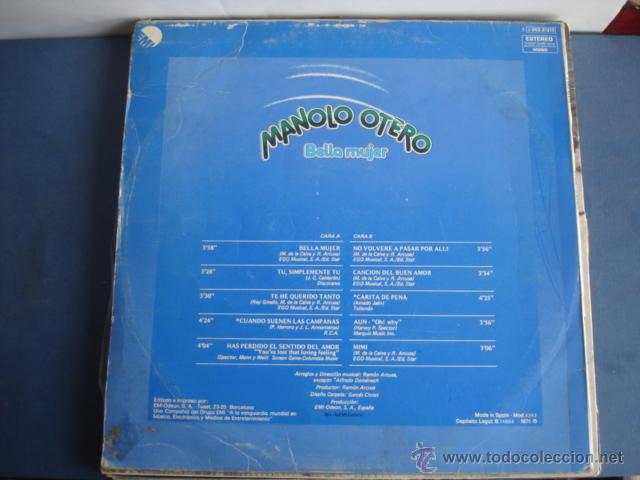 Discos de vinilo: MANOLO OTERO BELLA MUJER - Foto 2