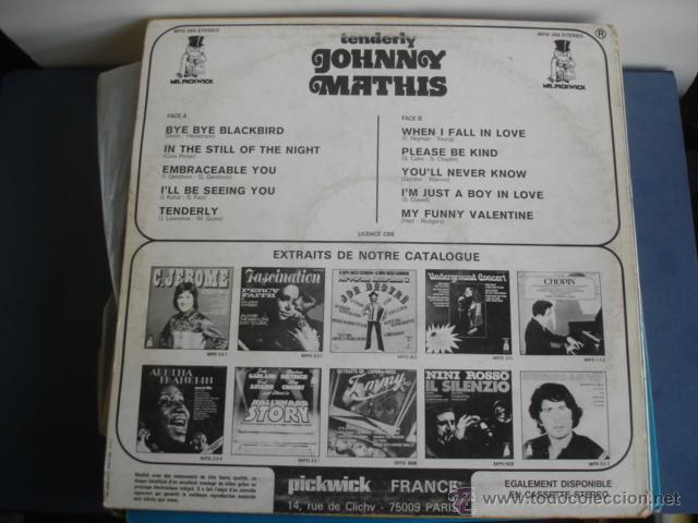 Discos de vinilo: JOHNNY MATHIS TENDERLY - Foto 2