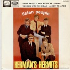 Discos de vinilo: HERMAN'S HERMITS - LISTEN PEOPLE + 3 - EP SPAIN 1966 EX / EX. Lote 39705333