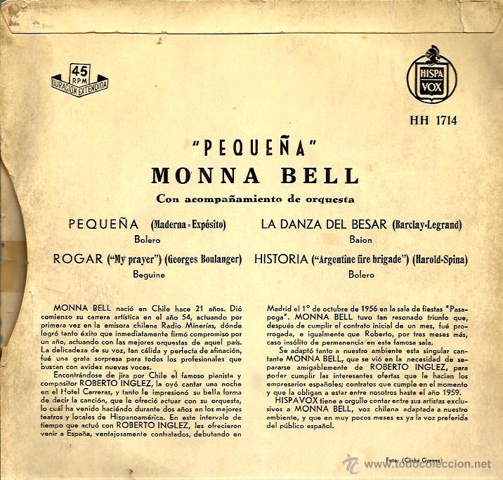 Discos de vinilo: EP MONNA BELL : PEQUE&Ntilde;A - Foto 3