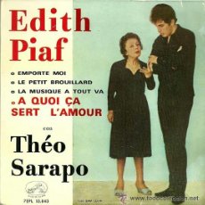 Discos de vinilo: EDITH PIAF CON THEO SARAPO EP SELLO LA VOZ DE SU AMO AÑO 1962