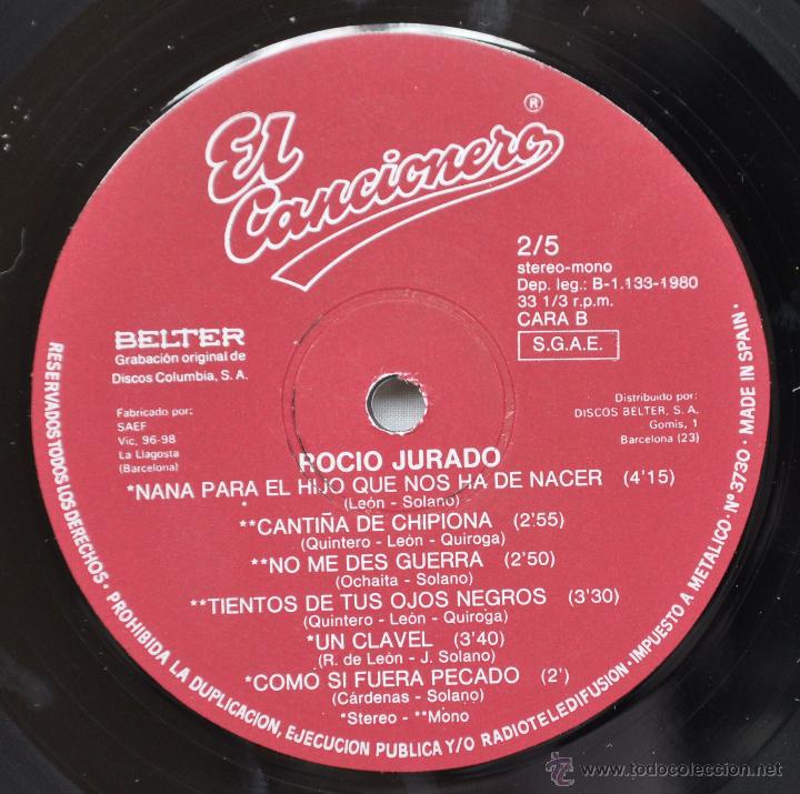 Discos de vinilo: El Cancionero. Rocio Jurado. - Foto 4