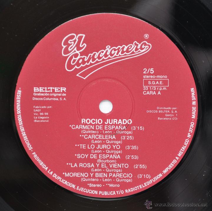 Discos de vinilo: El Cancionero. Rocio Jurado. - Foto 6