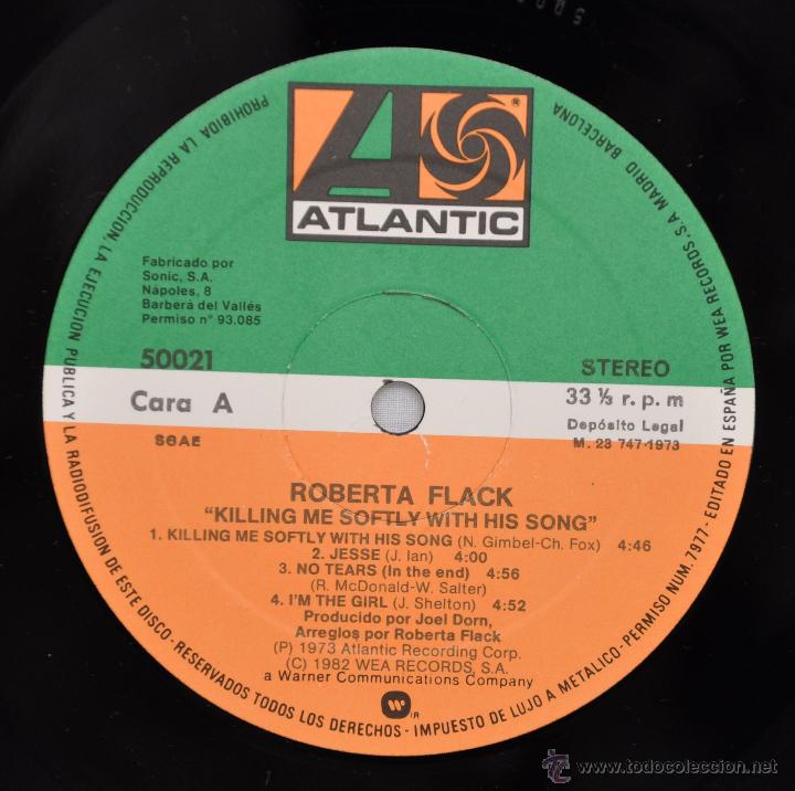 Discos de vinilo: Roberta Flack. Suavemente me mata tu canci&oacute;n. - Foto 3