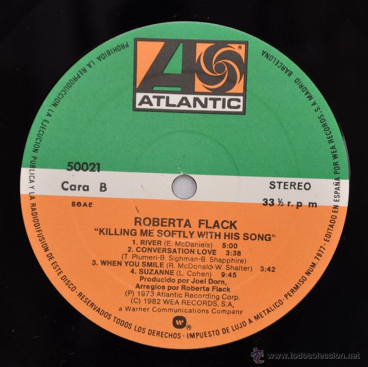 Discos de vinilo: Roberta Flack. Suavemente me mata tu canci&oacute;n. - Foto 5