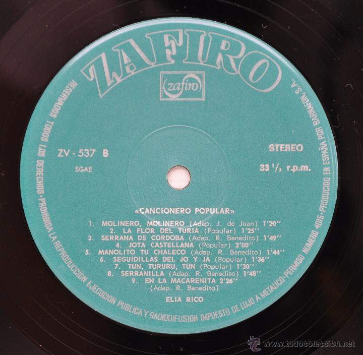 Discos de vinilo: Cancionero Popular. Elia Rico. - Foto 5