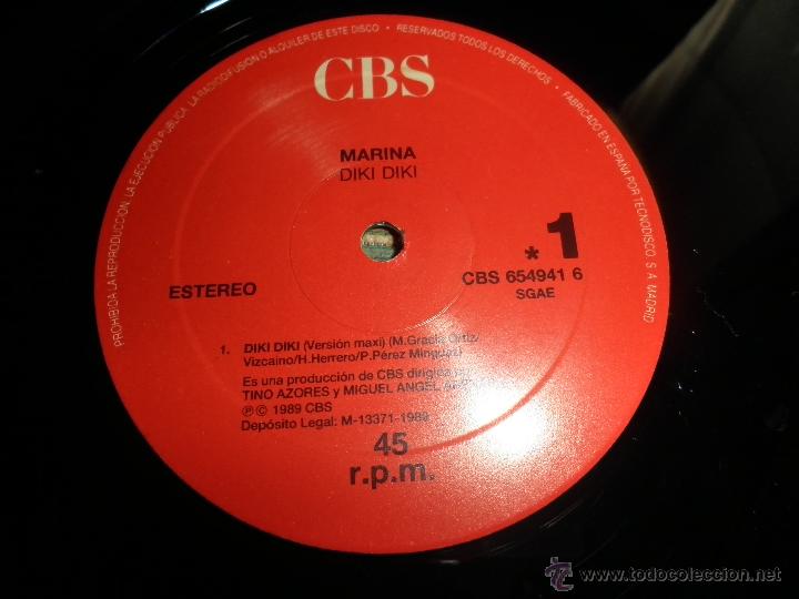 Discos de vinilo: MARINA - DIKI DIKI - MAXI SINGLE 45 R.P.M. - CBS RECORDS 1989 - MUY NUEVO (5) - Foto 3 - 39917485