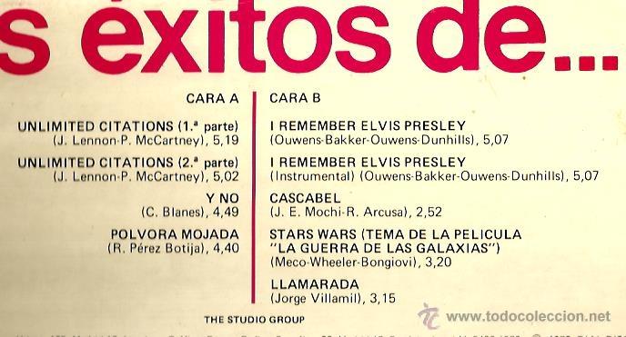 Discos de vinilo: LP THE STUDIO GROUP : EXITOS DE... ( HOMENAJE A LOS BEATLES Y ELVIS PRESLEY) - Foto 2