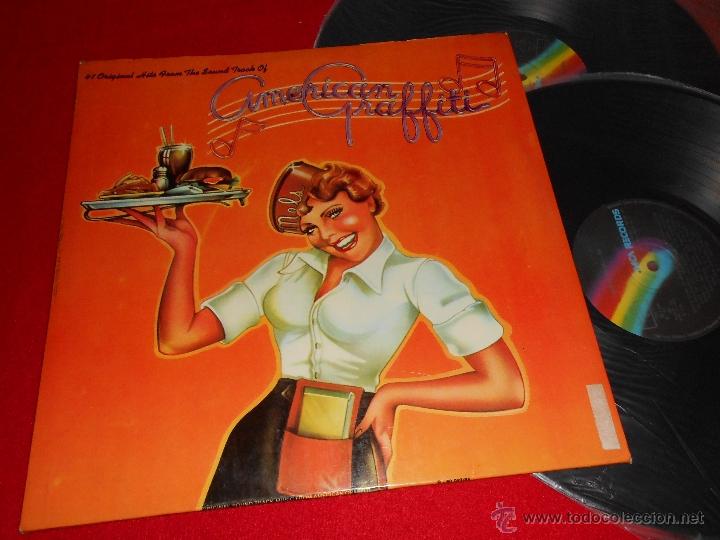 Discos de vinilo: BSO/OST AMERICAN GRAFFITI FIRST 2LP 1974 MCA Records spain ESPA&Ntilde;OLA BURNETTE DIAMONDS BEACH BOYS