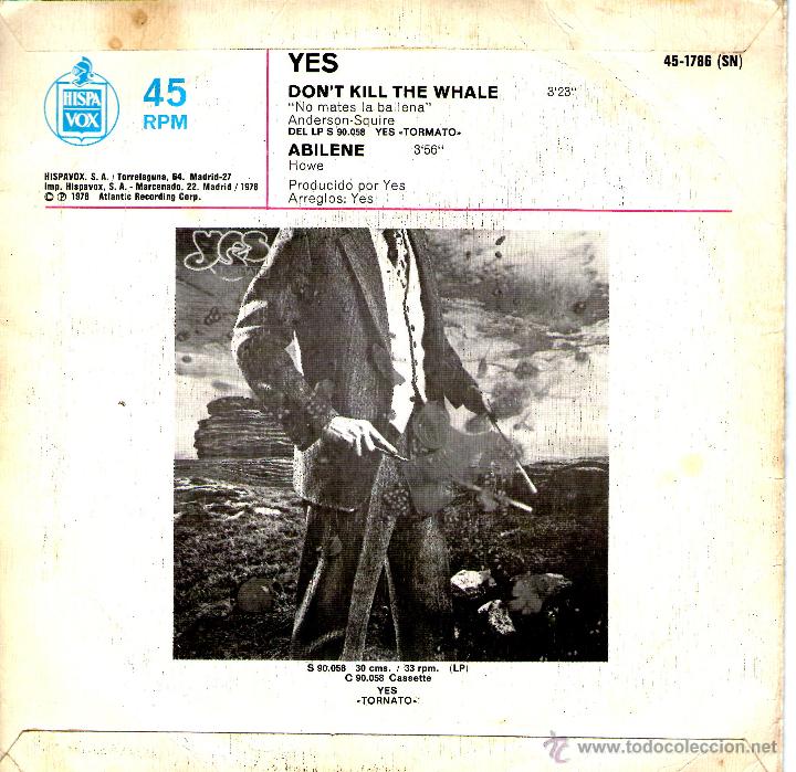 Discos de vinilo: YES - DONT KILL THE WHALE - Foto 2