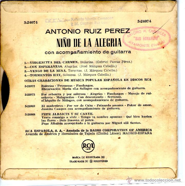 Discos de vinilo: NI&Ntilde;O DE LA ALEGRIA - Foto 2
