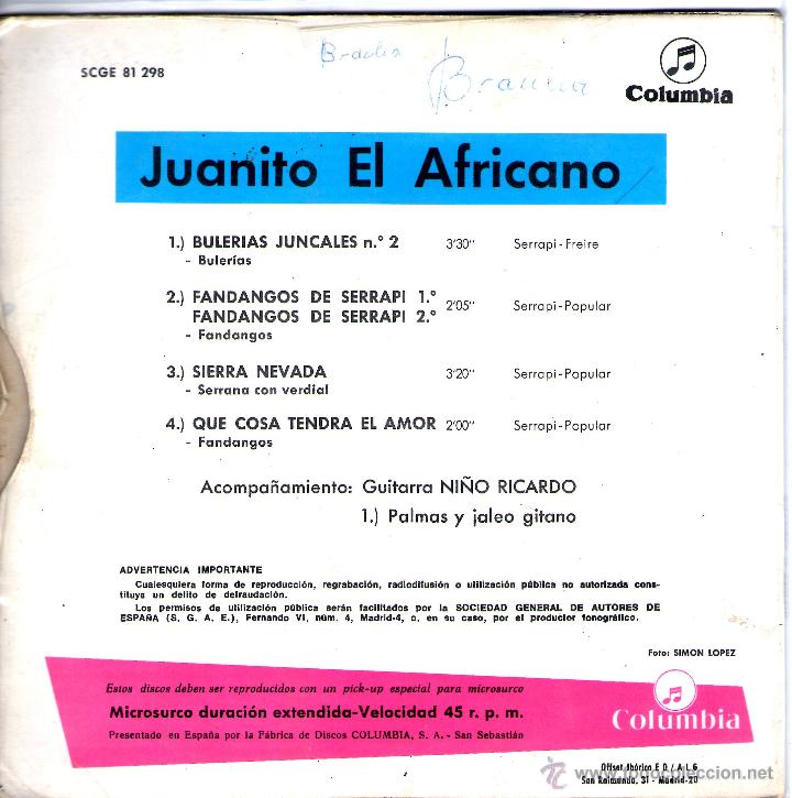 Discos de vinilo: JUANITO EL AFRICANO - Foto 2