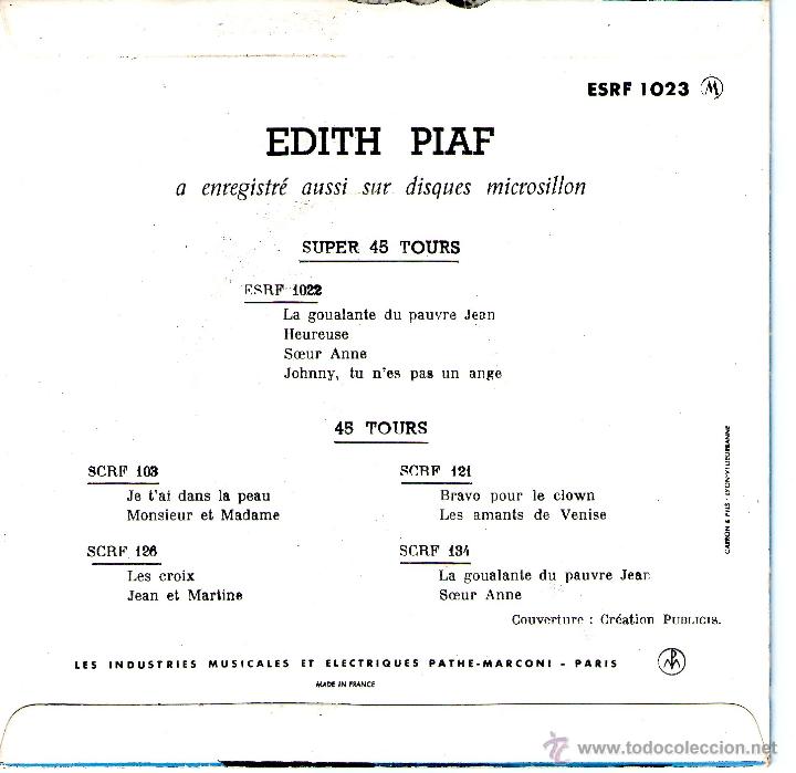 Discos de vinilo: EDITH PIAF MARIAGE - Foto 2