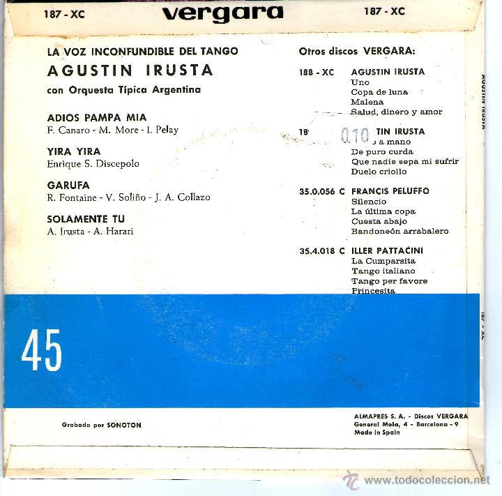 Discos de vinilo: AGUSTIN IRUSTA - Foto 2