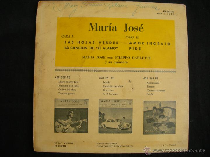 Discos de vinilo: MARIA JOSE // LAS HOJAS VERDES + 3 - Foto 2