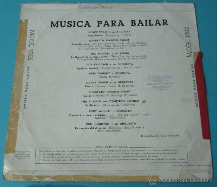 Discos de vinilo: M&Uacute;SICA PARA BAILAR. ODEON. DI&Aacute;METRO 25 CM - Foto 2
