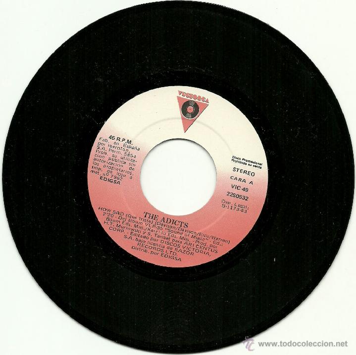 Discos de vinilo: THE ADICTS. How sad        (7&rdquo; Spain promo 1982) - Foto 2
