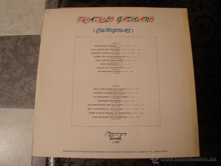 Discos de vinilo: PICADILLO GADITANO CHIRIGOTAS - Foto 2