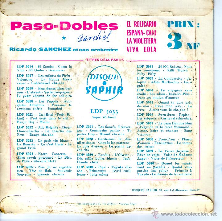 Discos de vinilo: RICARDO SANCHEZ  PASODOBLES - Foto 2