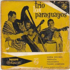 Discos de vinilo: TRIO LOS PARAGUAYOS - MARIA DOLORES / SERENATA / MALAGUEÑA / PAJARO CAMPANA, EDITADO POR CBS 1967. Lote 40427359