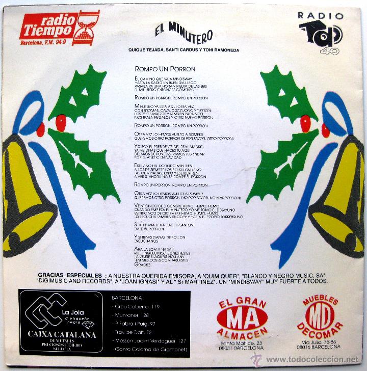 Discos de vinilo: El Minutero - Rompo Un Porron - Single Digimusic & Records Promo 1992 BPY - Foto 2 - 40463482