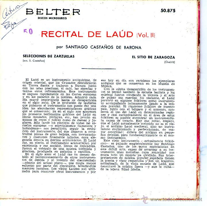 Discos de vinilo: RECITAL DE LAUD  (VOL. 1) - Foto 2
