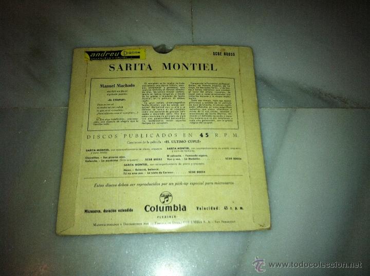 Discos de vinilo: SARITA MONTIEL EL ULTIMO CUMPLE - Foto 2