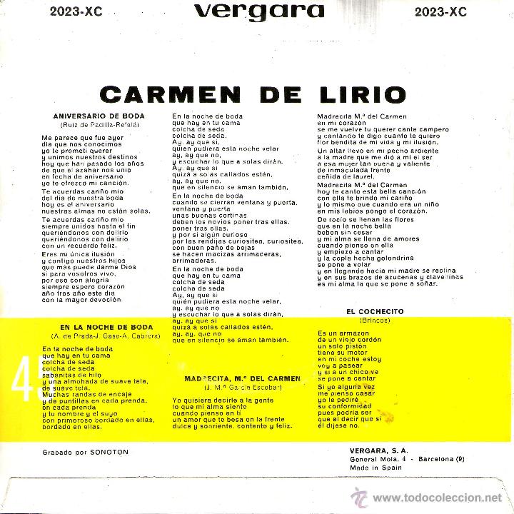 Discos de vinilo: CARMEN DE LIRIO - Foto 2