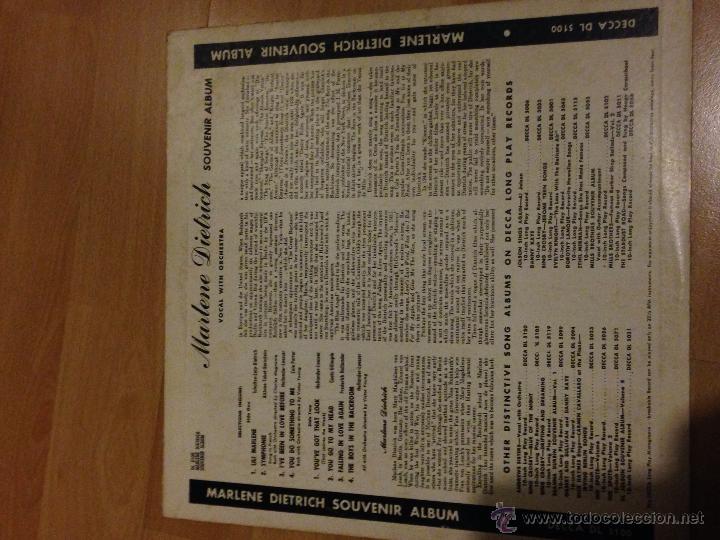Discos de vinilo: Disco de Marlene Dietrich.decca 1949. 10 pulgadas - Foto 2