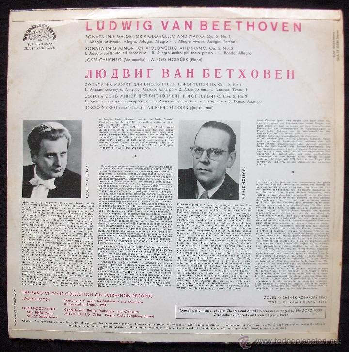 Discos de vinilo: Supraphon - Beethoven - Cello Sonatas Op.5 - Chuchro / Holocek - Impecable - Foto 2
