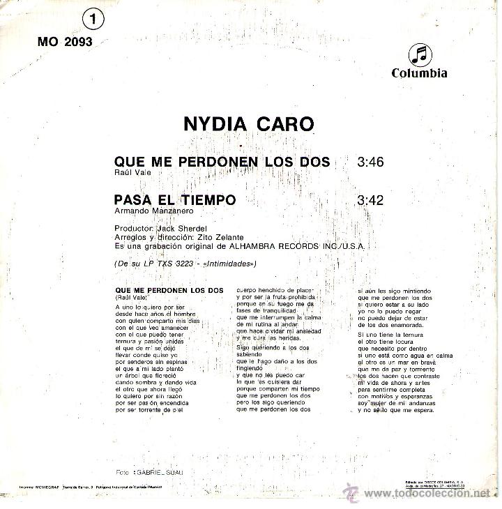 Discos de vinilo: NYDIA CARO   Que me perdonen los dos - Foto 2