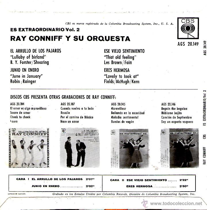 Discos de vinilo: RAY CONNIFF Y SU ORQUESTA - ES EXTRAORDINARIO / 2 - Foto 2