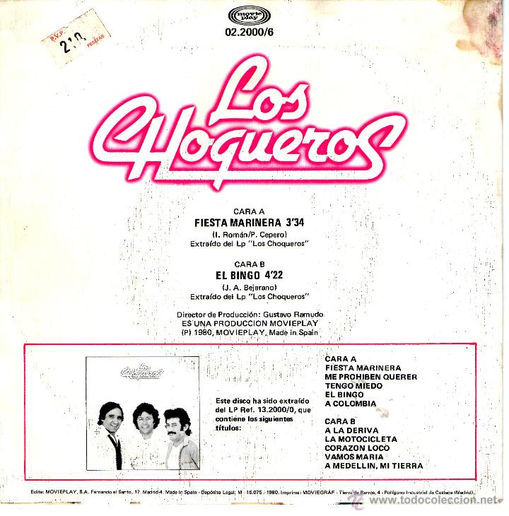 Discos de vinilo: LOS CHOQUEROS FIESTA MARINERA - Foto 2