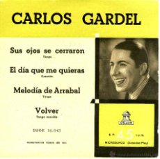 Discos de vinilo: CARLOS GARDEL SUS OJOS SE CERRARON. Lote 40675041