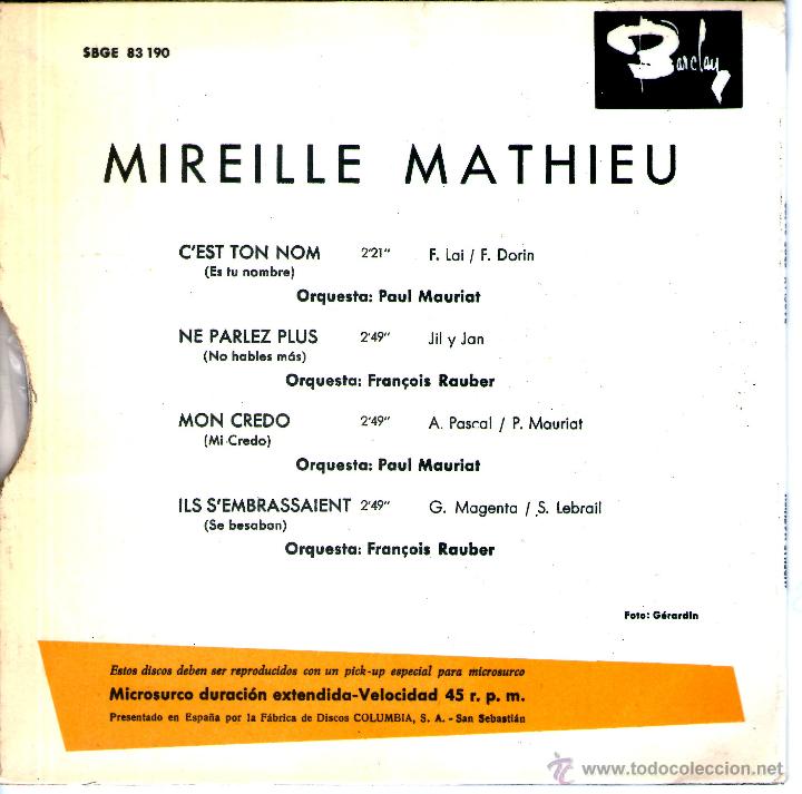 Discos de vinilo: MIREILLE MATHIEU CEST TON NOM - Foto 2